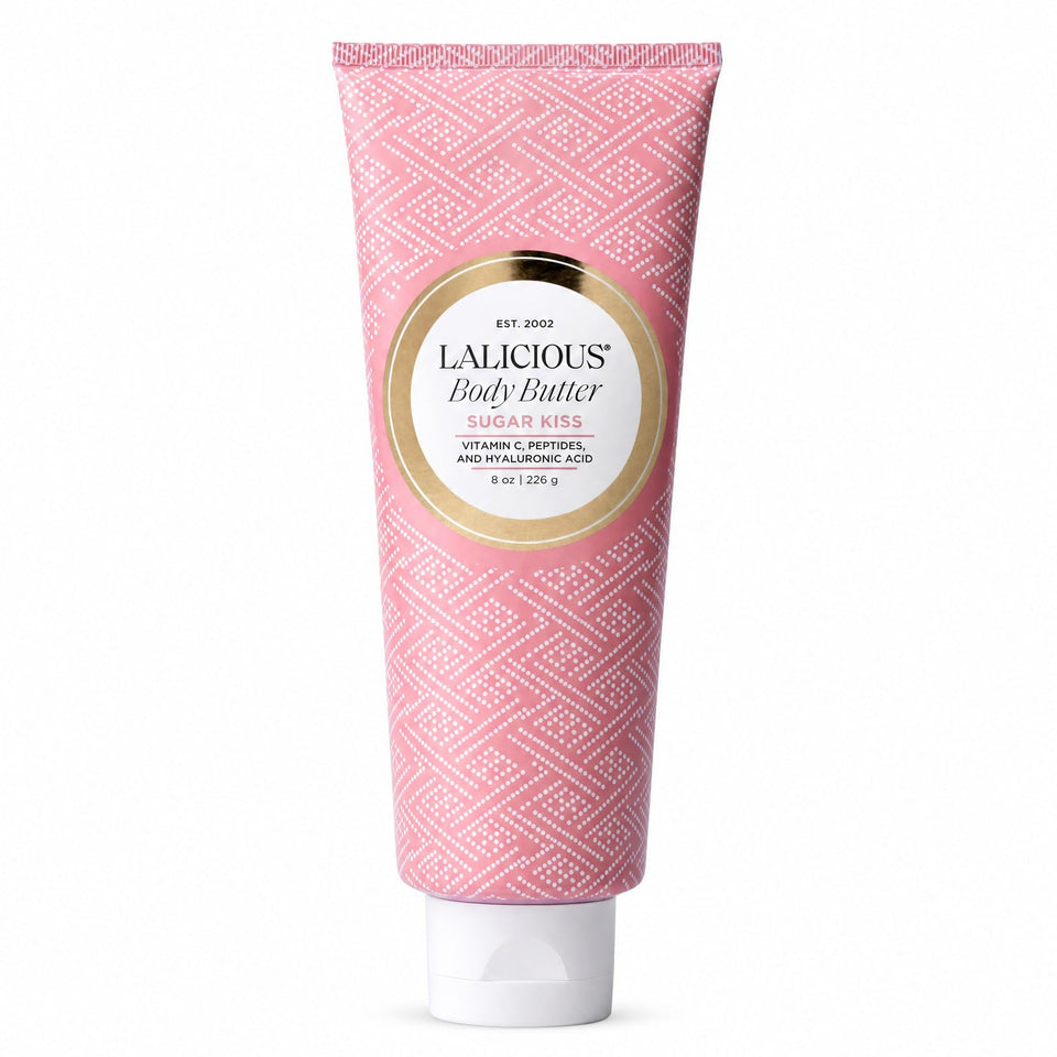 LALICIOUS jar front view showing label and elegant packaging that invites touch