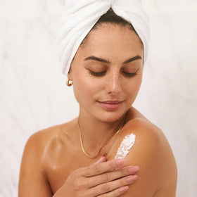 LALICIOUS used in shower illustrating pre-shave prep and smooth skin results