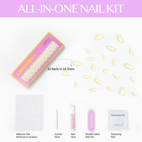 LAMIMOSA open kit with glue and tools illustrating quick at-home application benefit