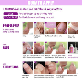 LAMIMOSA nails next to finger for scale showing true short length benefit