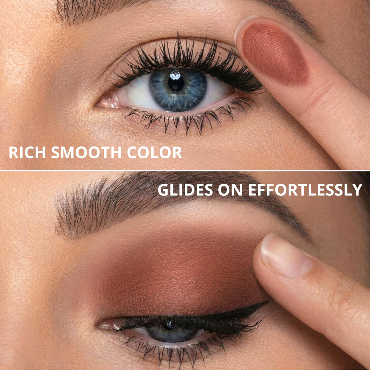Lamora close up of matte shades for smooth blending and depth