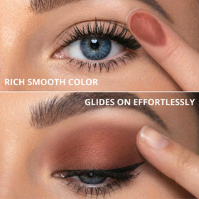 Lamora close up of matte shades for smooth blending and depth