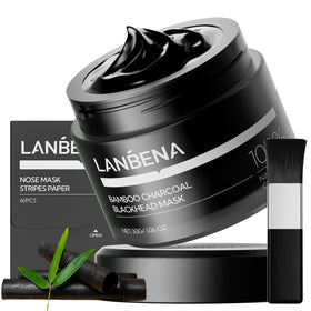 LANBENA front packaging bottle showing 60 strips and clear labeling benefit: clear pores
