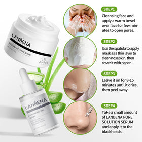 LANBENA kit in use on a nose demonstrating effective blackhead removal