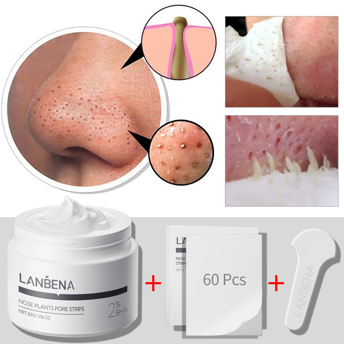 LANBENA product label and ingredient area focused, highlights formula information benefit