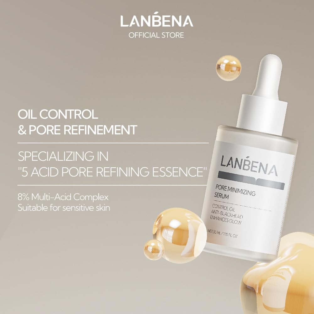LANBENA close-up of serum texture highlighting lightweight, non-greasy finish