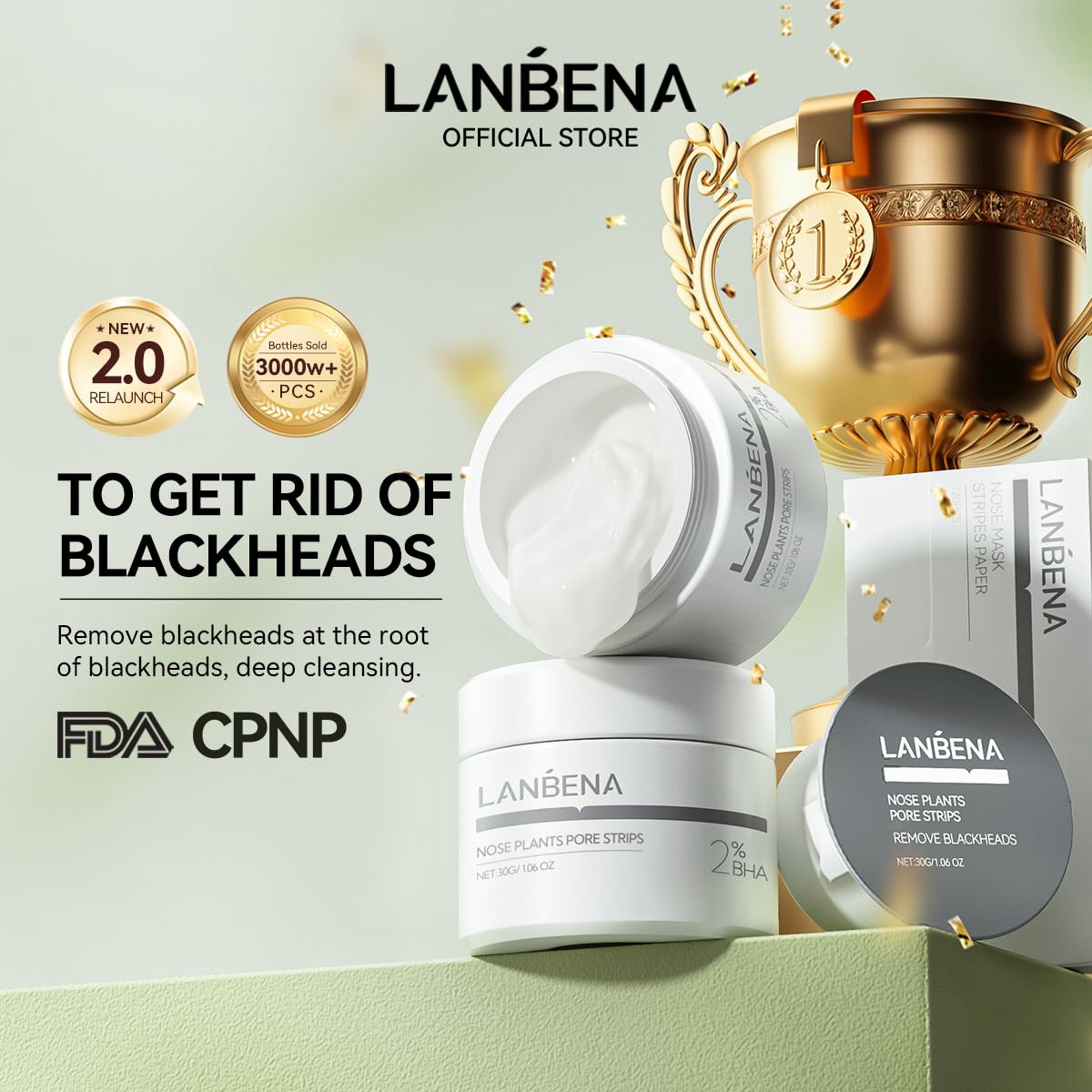 LANBENA strip applied to nose demonstrating easy home use