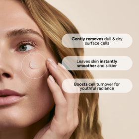 Lancer close-up of scrub texture highlighting gentle mineral grains for smooth exfoliation