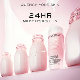 Lancôme on a bathroom shelf styled to show daily routine compatibility benefit