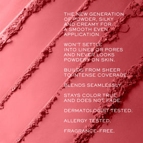Lancôme close-up of powder texture highlighting ultra-fine silky finish for seamless blend