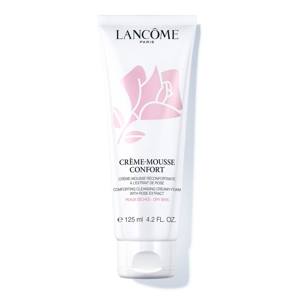 Lancôme bottle front view showing product branding and calming design benefits hydration