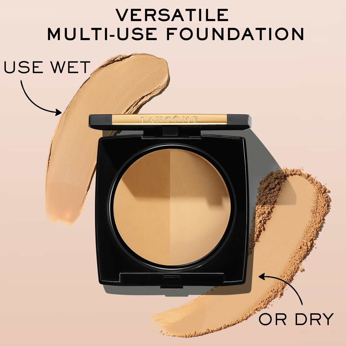 Lancôme compact in a handbag scene showing convenience for touch-ups benefit