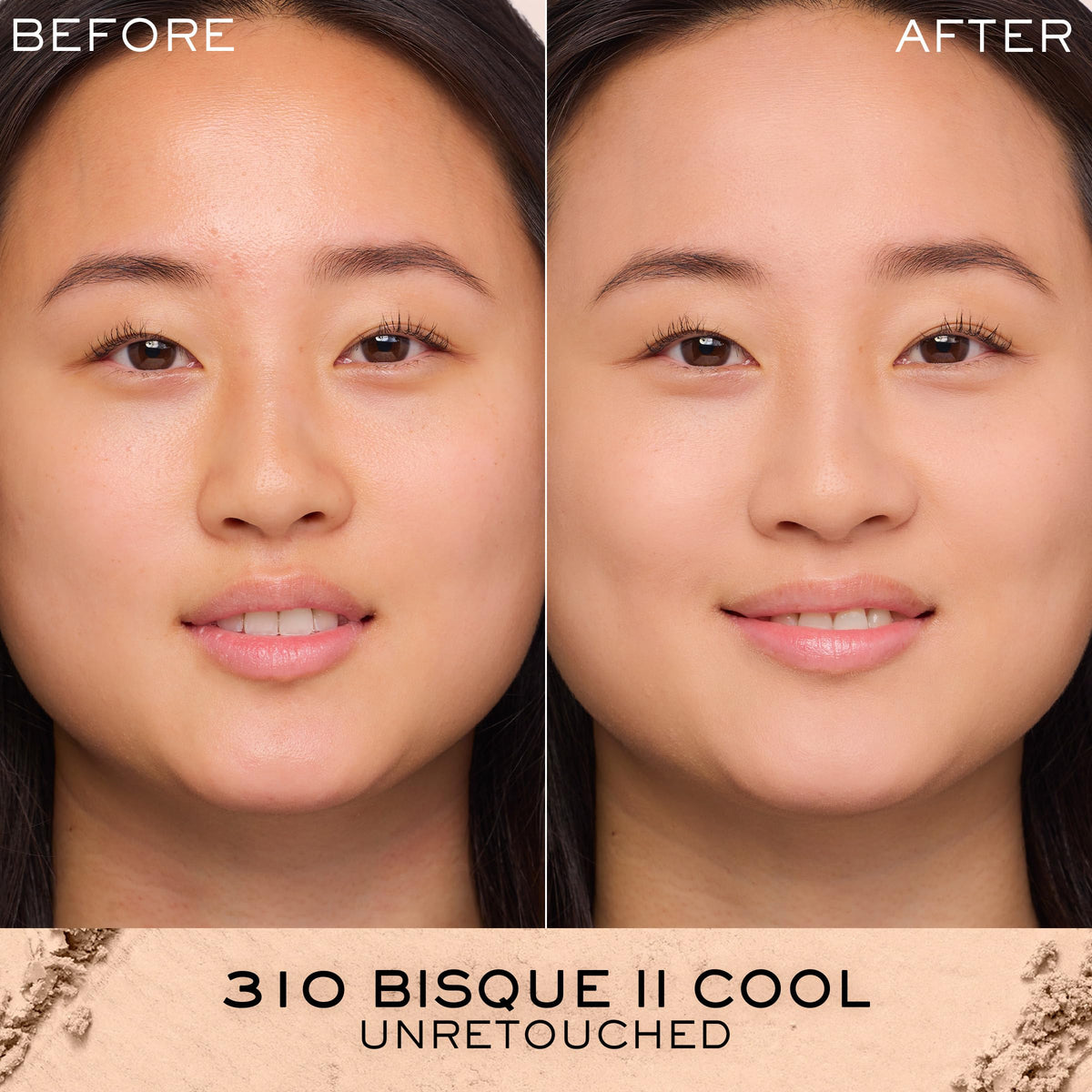 Lancôme applying Dual Finish with a damp sponge to show cream-like coverage and blendability