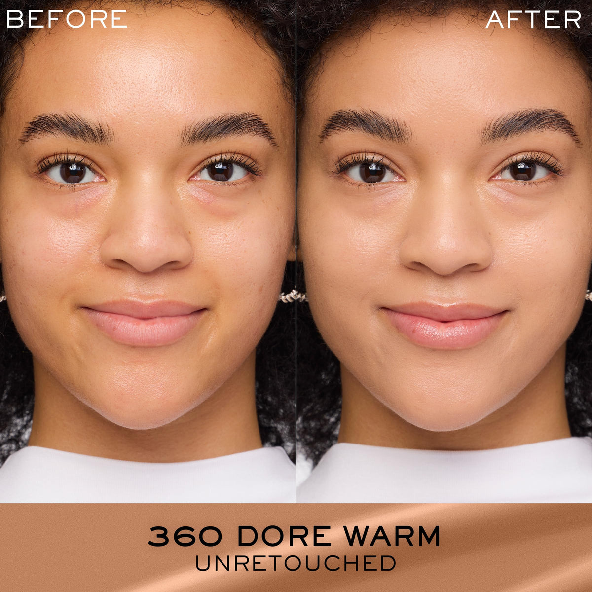 Lancôme shade 360 swatched on arm benefit: medium-full coverage and true-to-tone color