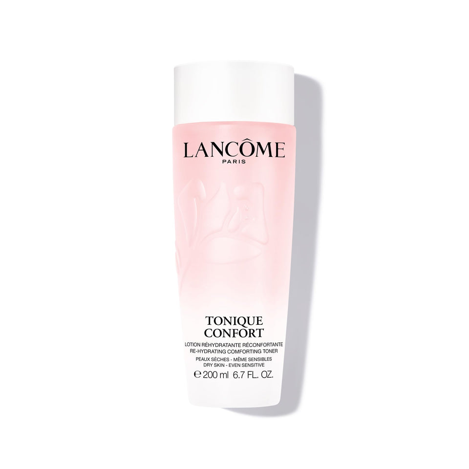 Lancôme front bottle view showing elegant packaging and product clarity benefit