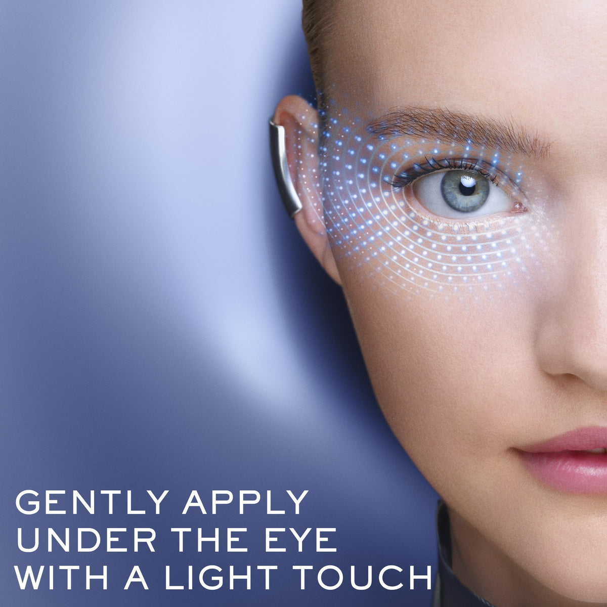 Lancôme Génifique applied under eye demonstrating smoothing and de-puffing effect