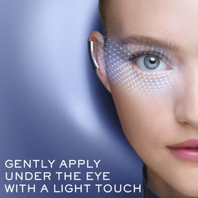 Lancôme Génifique applied under eye demonstrating smoothing and de-puffing effect