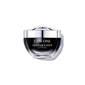 Lancôme Génifique eye cream front packaging showing elegant jar and branding benefits