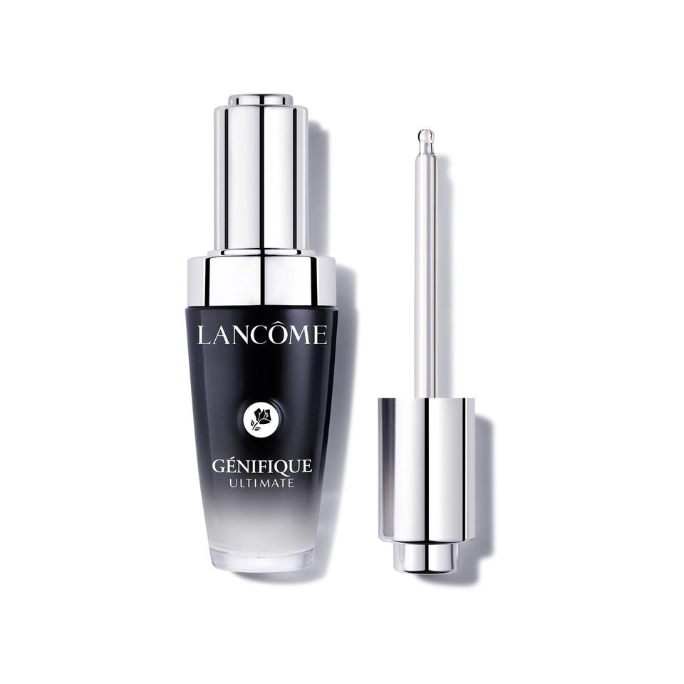 Lancôme Génifique front packaging showing sleek bottle and branding benefits