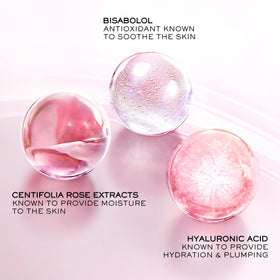 Lancôme ingredients label close-up showing hyaluronic acid and soothing benefit