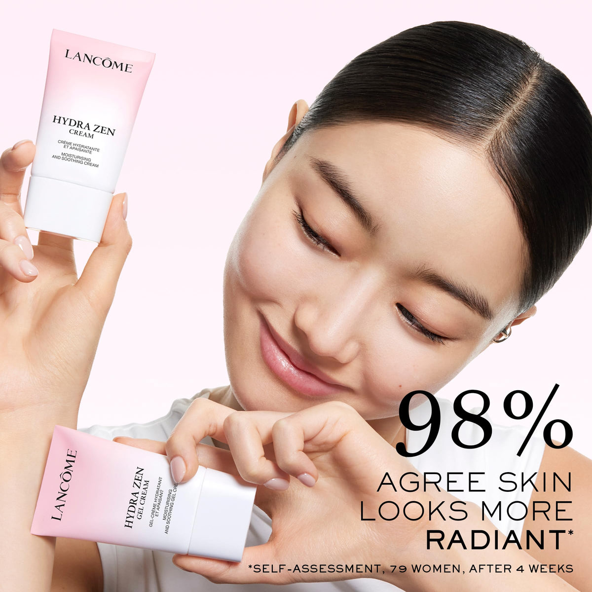 Lancôme open jar texture close-up demonstrating creamy hyaluronic hydration