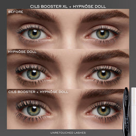 Lancôme lifestyle woman applying mascara at mirror showing easy application benefit everyday glam