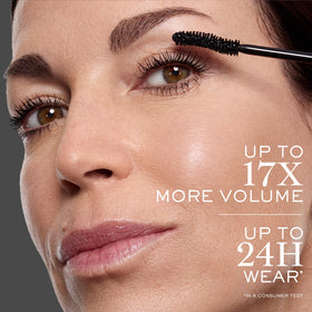 Lancôme before and after lashes demonstrating dramatic volumizing effect