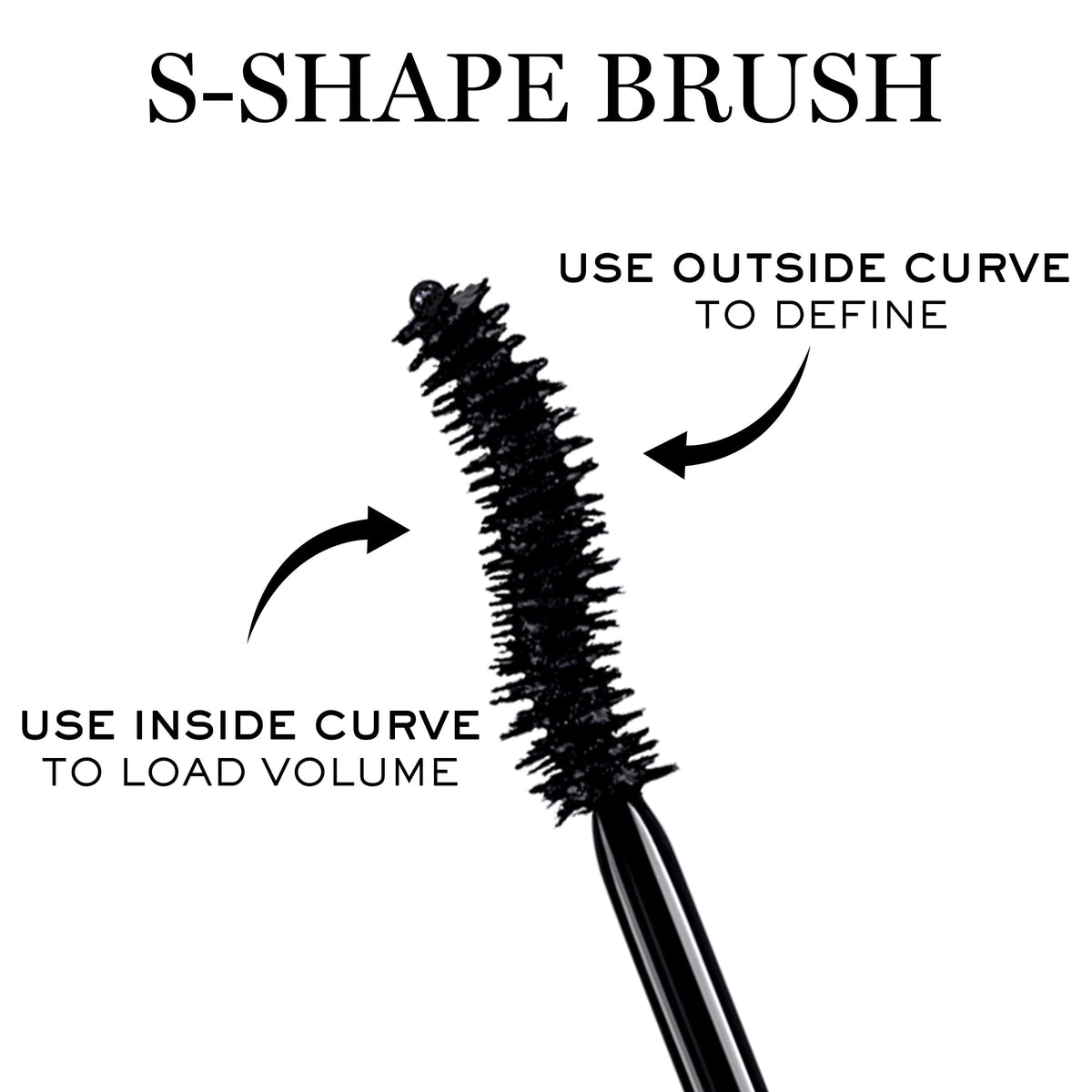 Lancôme swiped mascara on lashes close-up showing intense volume benefit