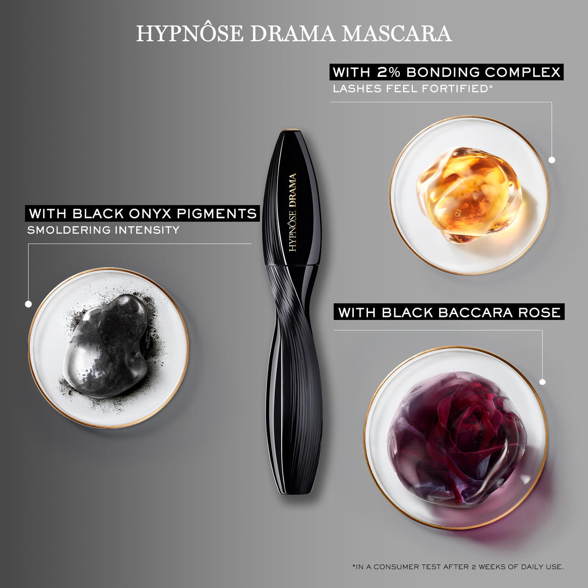 Lancôme Hypnôse Drama swatch on skin showing rich pigment and smooth application