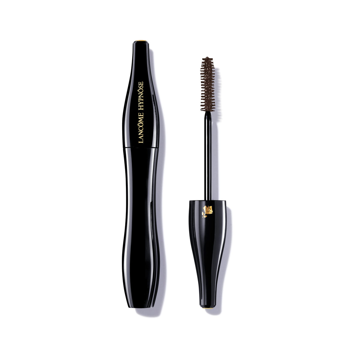 Lancôme mascara front packaging showing elegant tube and brown shade benefits