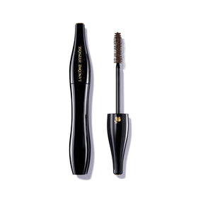 Lancôme mascara front packaging showing elegant tube and brown shade benefits