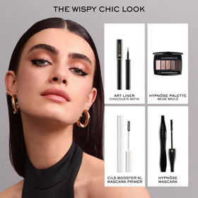 Lancôme Hypnôse on model nighttime look for bold separated lashes