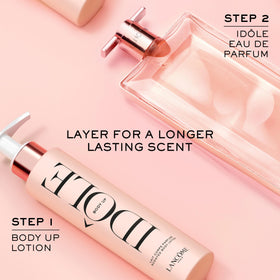 Lancôme Idôle label detail focusing on product name and scent identity