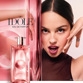Lancôme Idôle lifestyle bathroom scene showing daily ritual and modern luxury