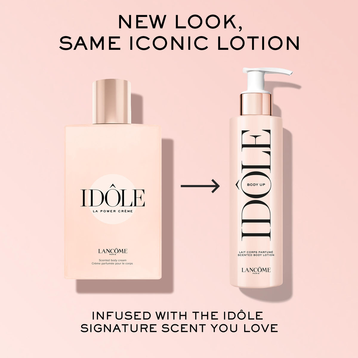 Lancôme Idôle lotion in hand highlighting lightweight feel and quick hydration
