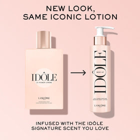 Lancôme Idôle lotion in hand highlighting lightweight feel and quick hydration