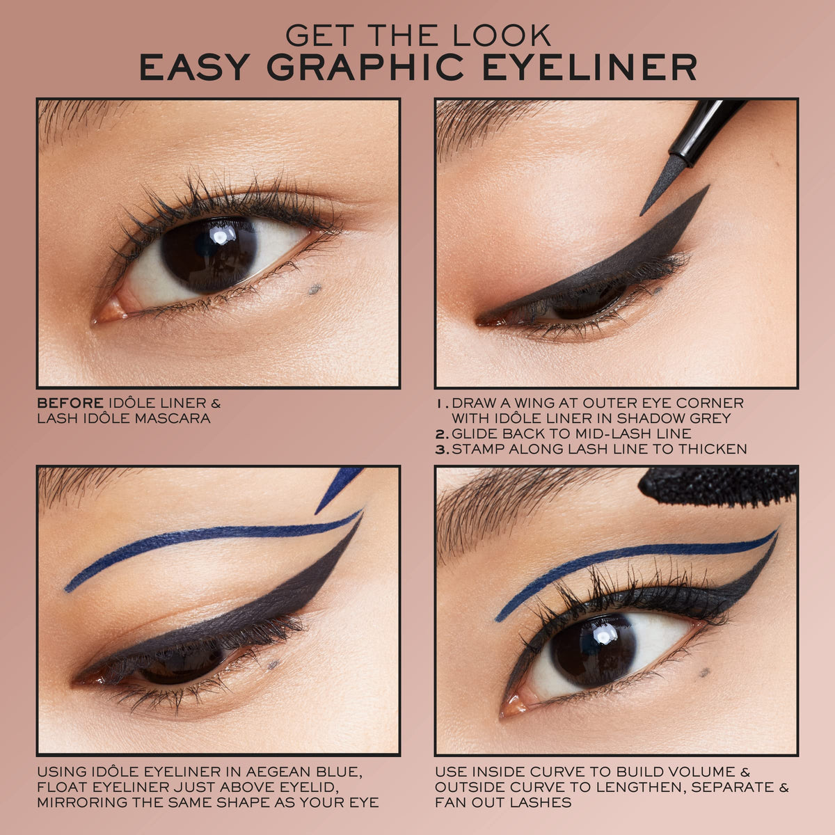 Lancôme liner with water droplets demonstrating waterproof hold and lasting wear