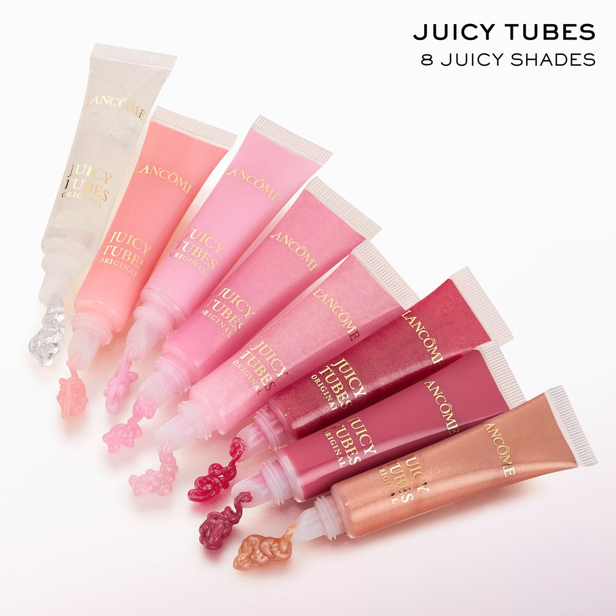 Lancôme Juicy Tubes on model showing glossy lips and enhanced color payoff
