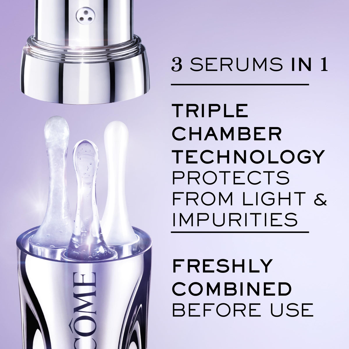 Lancôme label ingredients panel showing key actives for targeted skin benefits