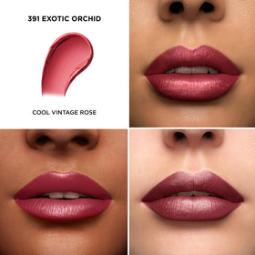 Lancôme open bullet showing creamy Exotic Orchid tip and smooth glide benefit
