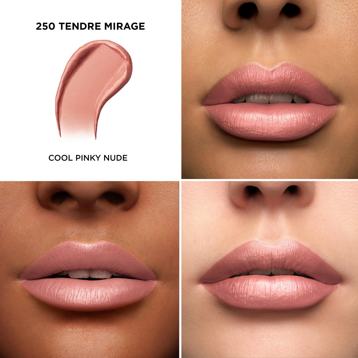 Lancôme open tube of 250 Tendre Mirage showing creamy bullet and color