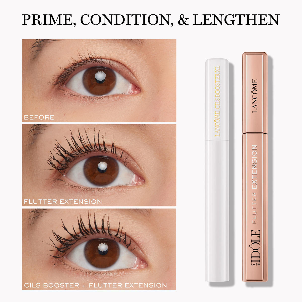 Lancôme Lash Idôle in a makeup bag lifestyle scene demonstrating everyday wear benefit