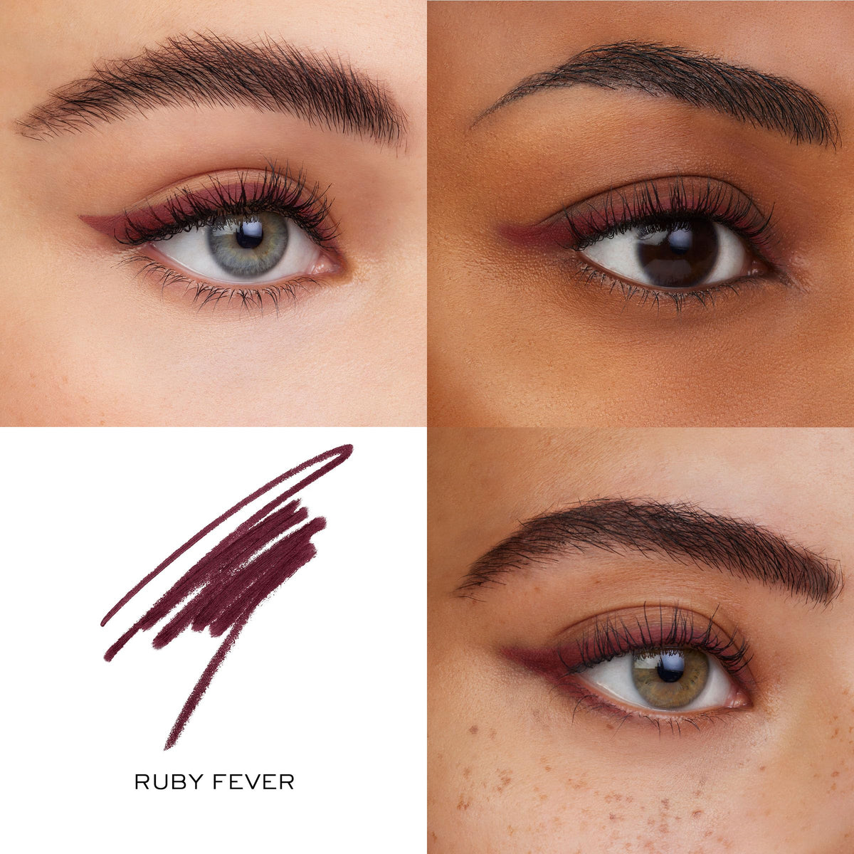Lancôme Le Stylo texture swatch on skin showing rich Ruby Fever pigment benefit