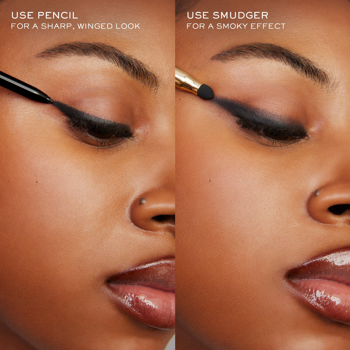 Lancôme pencil used on waterline displaying waterproof coverage and eye-enhancing depth