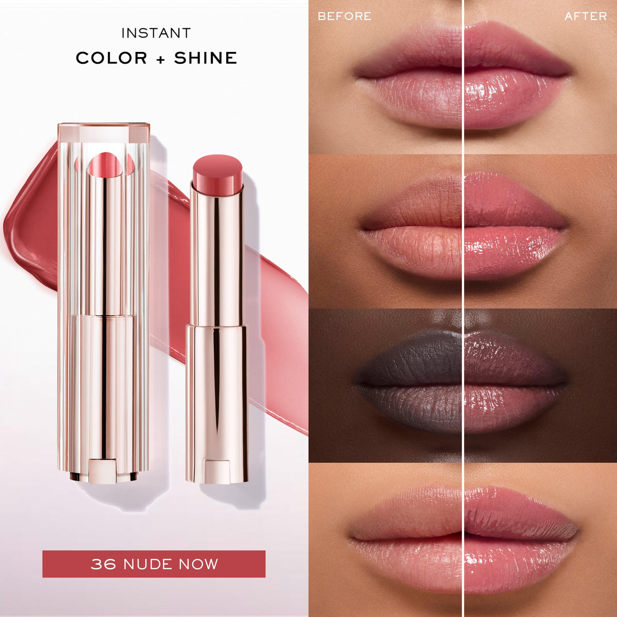 Lancôme swatch of 36 NUDE NOW on arm, buildable natural color