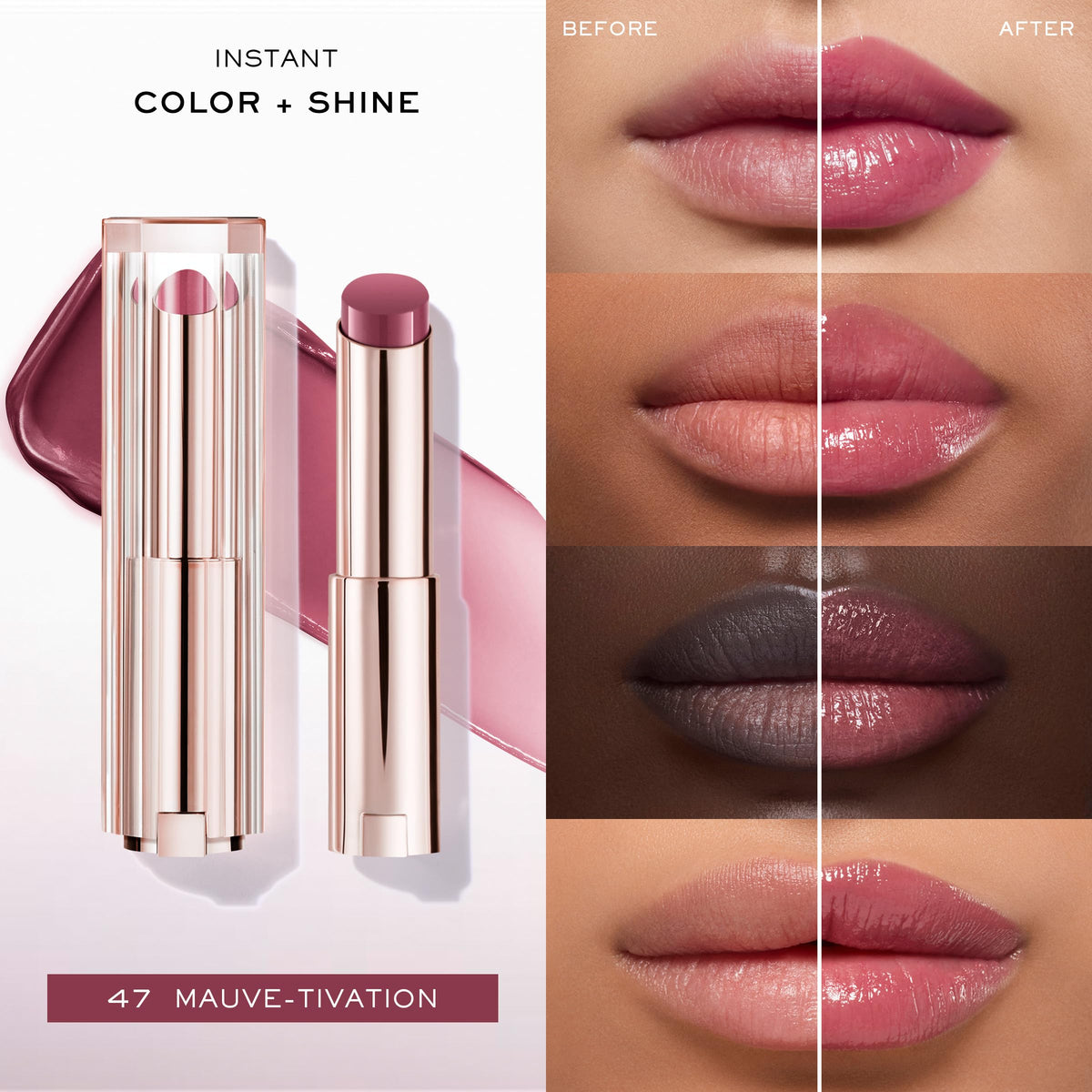 Lancôme Lip Idôle Butterglow creamy texture swirl illustrating buttery glide and moisturizing finish