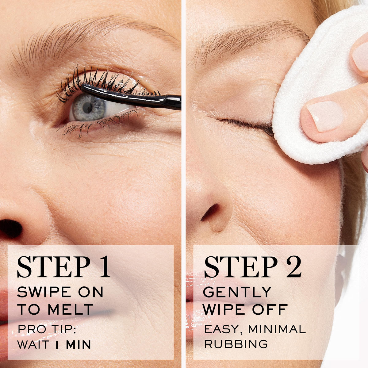 Lancôme wiped eyelid showing no oily residue and quick clean finish