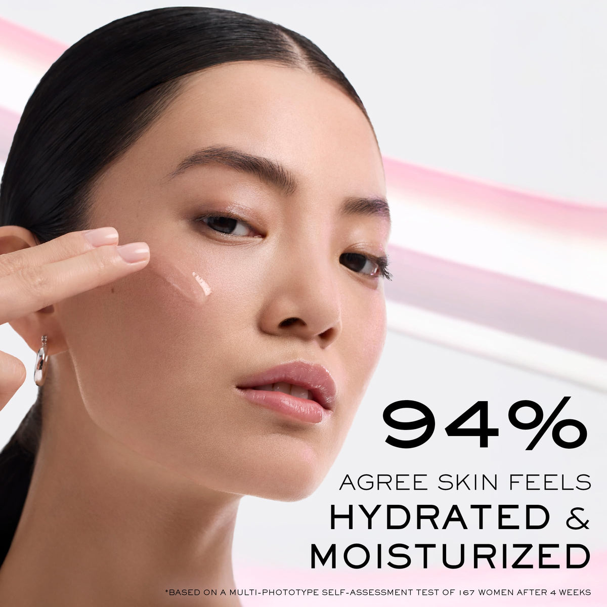 Lancôme being poured into hand to demonstrate easy absorption and hydration