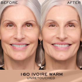 Lancôme foundation texture swipe showing creamy finish and blendable coverage benefit