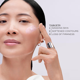Lancôme size comparison beside a coin showing jar scale and travel-friendly benefit